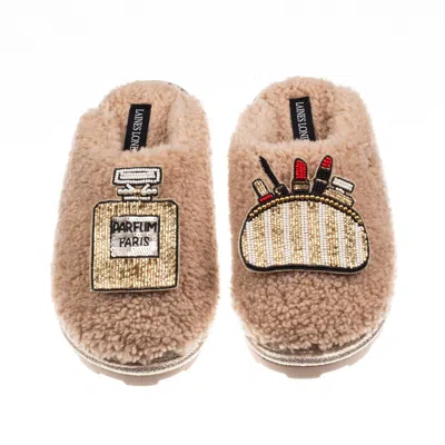 Laines London Women's Brown / Neutrals Teddy Closed Toe Slippers With Beauty Bag & Perfume Brooches - Toffee