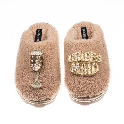 Laines London Women's Brown / Neutrals Teddy Closed Toe Slippers With Bridesmaid Brooches - Toffee