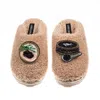 Laines London Women's Brown / Neutrals Teddy Closed Toe Slippers With Caviar & Blini Brooches - Toffee In Brown
