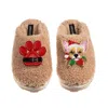 Laines London Women's Brown / Neutrals Teddy Closed Toe Slippers With Christmas Chihuahua & Paw Brooches - Toffee In Brown