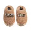 Laines London Women's Brown / Neutrals Teddy Closed Toe Slippers With Classy Cunt Brooches - Toffee In Brown