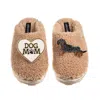 Laines London Women's Brown / Neutrals Teddy Closed Toe Slippers With Dog Mum/mom & Dapple Dachshund Brooches - To In Brown