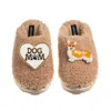 Laines London Women's Brown / Neutrals Teddy Closed Toe Slippers With Dog Mum/mom & Peach The Corgi Brooches - Tof In Brown
