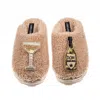 Laines London Women's Brown / Neutrals Teddy Closed Toe Slippers With Dom Darling Champagne Brooches - Toffee In Brown