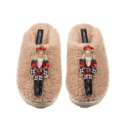 Laines London Women's Brown / Neutrals Teddy Closed Toe Slippers With Double Red Grand Nutcrackers Brooches - Toff