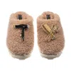 Laines London Women's Brown / Neutrals Teddy Closed Toe Slippers With Hairdresser Brooches - Toffee In Brown