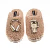 Laines London Women's Brown / Neutrals Teddy Closed Toe Slippers With Headphones & Quencher Brooches - Toffee In Brown