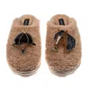 Laines London Women's Neutrals / Brown Teddy Closed Toe Slippers With Horse & Riding Hat Brooches - Toffee In Brown