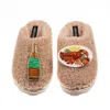 Laines London Women's Brown / Neutrals Teddy Closed Toe Slippers With Lobster Platter & Champagne Brooches - Toffe In Brown