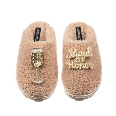 Laines London Women's Brown / Neutrals Teddy Closed Toe Slippers With Maid Of Honor Brooches - Toffee