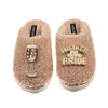 Laines London Women's Brown / Neutrals Teddy Closed Toe Slippers With Mother Of The Bride Brooches - Toffee In Brown