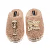 Laines London Women's Brown / Neutrals Teddy Closed Toe Slippers With Mother Of The Groom Brooches - Toffee In Brown