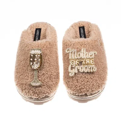Laines London Women's Brown / Neutrals Teddy Closed Toe Slippers With Mother Of The Groom Brooches - Toffee