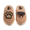 Laines London Women's Brown / Neutrals Teddy Closed Toe Slippers With Paw & Rottweiler Brooches - Toffee In Brown