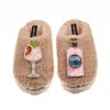 Laines London Women's Brown / Neutrals Teddy Closed Toe Slippers With Pink Rosa & Grapefruit Gin Brooches - Toffee In Brown