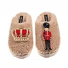 Laines London Women's Brown / Neutrals Teddy Closed Toe Slippers With Royal Crown & Grenadier Guard Brooches - Tof In Brown