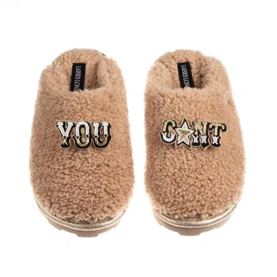 Laines London Women's Brown / Neutrals Teddy Closed Toe Slippers With You Cunt Brooches - Toffee