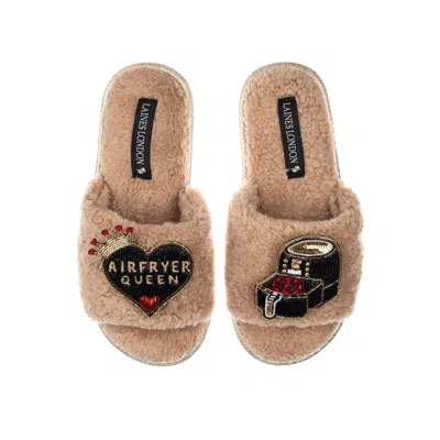 Laines London Women's Brown / Neutrals Teddy Towelling Laines X Juliet Sears Slipper Sliders With Airfryer Queen B