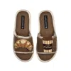 Laines London Women's Brown Straw Braided Sandals With Coffee & Croissant Brooches - Caramel In Brown