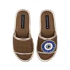 Laines London Women's Brown Straw Braided Sandals With Handmade Couture Evil Eye Brooch - Caramel In Brown