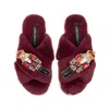 Laines London Women's Classic Laines Christmas Collection Slippers With Double Red Grand Nutcrackers Brooches - Li In Brown