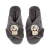 Laines London Women's Classic Laines Slippers Christmas Collection With Double Snow Globe Brooches - Grey In Gray