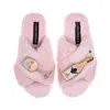Laines London Women's Classic Laines Slippers With Angelic Rose Wine Brooches - Pink In Pink