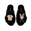 Laines London Women's Classic Laines Slippers With Baseball Lover Brooches - Black In Black