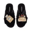 Laines London Women's Classic Laines Slippers With Beauty Bag & Perfume Brooches - Black In Black