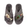 Laines London Women's Classic Laines Slippers With Bubbles Darling Brooches - Grey In Grey