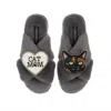Laines London Women's Classic Laines Slippers With Cat Mum / Mom & Misty Cat Brooches - Grey In Grey