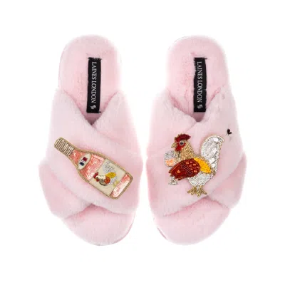 Laines London Women's Classic Laines Slippers With Chicken Wine Brooches - Pink