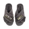 Laines London Women's Classic Laines Slippers With Classy Cunt Brooches - Grey In Gray