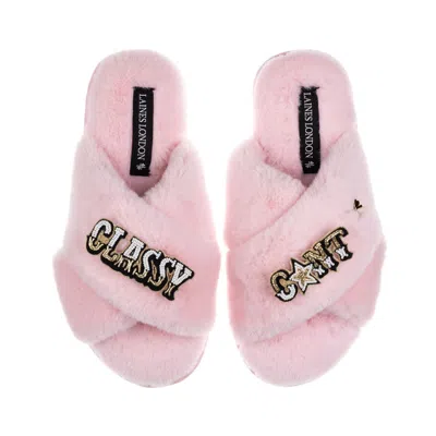 Laines London Women's Classic Laines Slippers With Classy Cunt Brooches - Pink