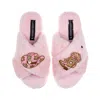Laines London Women's Classic Laines Slippers With Cowgirl Hat & Cowgirl Boots Brooches - Pink In Pink