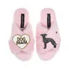 Laines London Women's Classic Laines Slippers With Dog Mum/mom & Blue Italian Greyhound Brooches - Pink In Multi