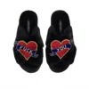 Laines London Women's Classic Laines Slippers With Fuck You Brooches - Black In Black