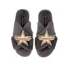 Laines London Women's Classic Laines Slippers With Fucking Fabulous Brooches - Grey In Grey