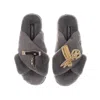 Laines London Women's Classic Laines Slippers With Hairdresser Brooches - Grey In Grey