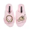 Laines London Women's Classic Laines Slippers With Headphones & Quencher Brooches - Pink In Pink