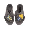 Laines London Women's Classic Laines Slippers With Mediterranean Swimming Costume & Lemon Brooches - Grey In Grey