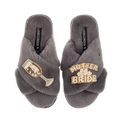 Laines London Women's Classic Laines Slippers With Mother Of The Bride Brooches - Grey In Gray