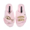 Laines London Women's Classic Laines Slippers With Mother Of The Bride Brooches - Pink In Pink
