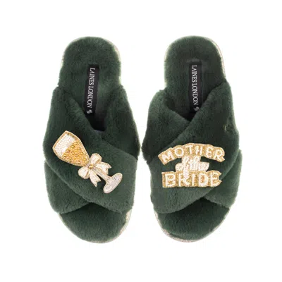 Laines London Women's Classic Laines Slippers With Mother Of The Bride Brooches - Limited Edition Green In Multi