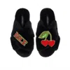 Laines London Women's Classic Laines Slippers With Nice Cherries - Black In Black
