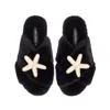 Laines London Women's Classic Laines Slippers With Pearl Starfish Brooches - Black In Black