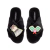 Laines London Women's Classic Laines Slippers With Pickle Ball Brooches - Black In Black
