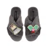 Laines London Women's Classic Laines Slippers With Pickle Ball Brooches - Grey In Grey
