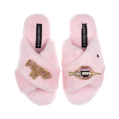 Laines London Women's Classic Laines Slippers With Plump It Pout Brooches - Pink