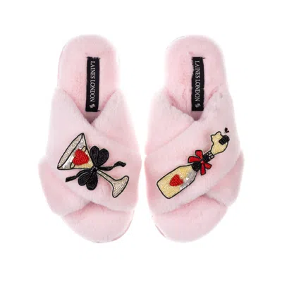Laines London Women's Classic Laines Slippers With Popping Champagne Brooches - Pink